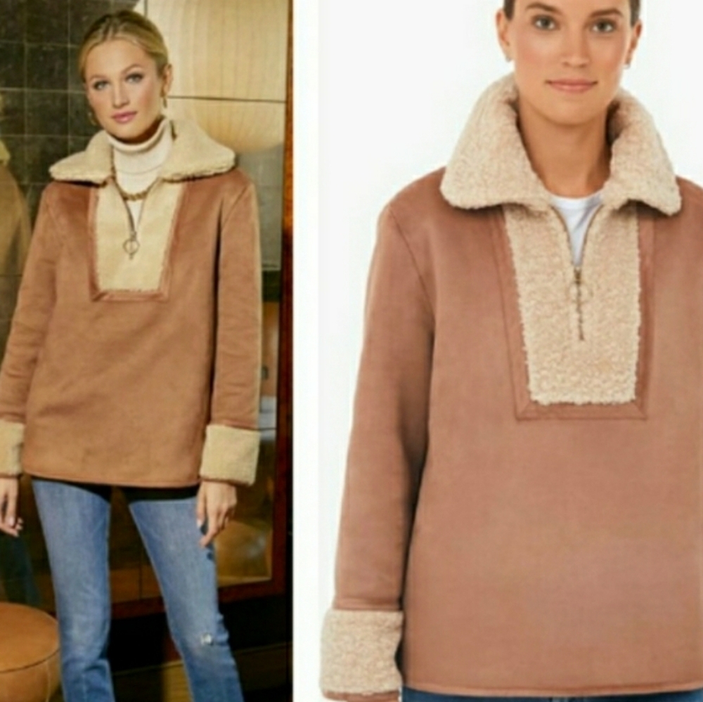 Tuckernuck Tan Shearling-Trim Pullover Jacket